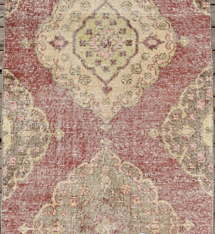 Turkish Rug 2x12 Size Oushak Natural Wool Runner Vintage Kitchen Carpet gallery