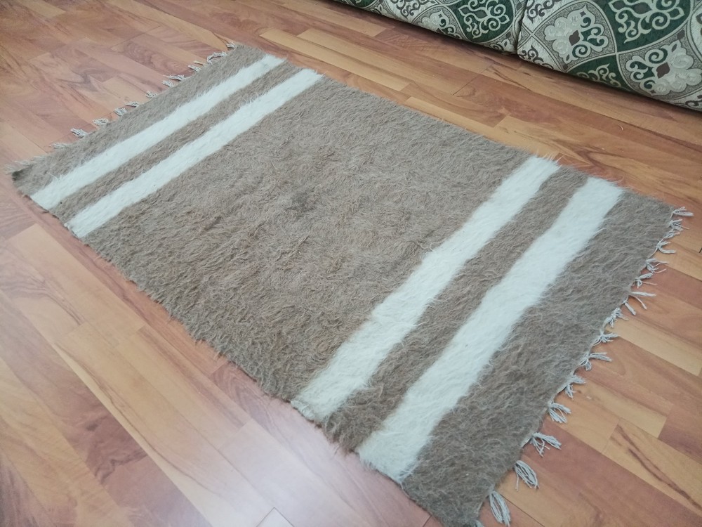 White Goat Wool Rug Geometric Turkish Rug Handmade Tribal Rug Free Shipping Rug