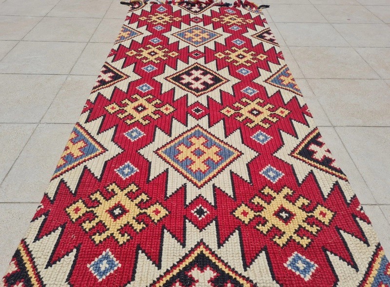 Rare Hand Knotted Vintage Flat Weave Kilim Kilm Wool Area Rug 5.3 x 2.6 Ft gallery