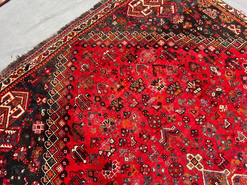 5'3x7'8 Vintage Afghan Baluchi Handnotted Red & Black Geometric Medallion Rug gallery