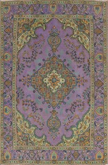 Purple Over-Dyed Wool Floral Living Room Area Rug 7×10 Vintage Traditional Rug