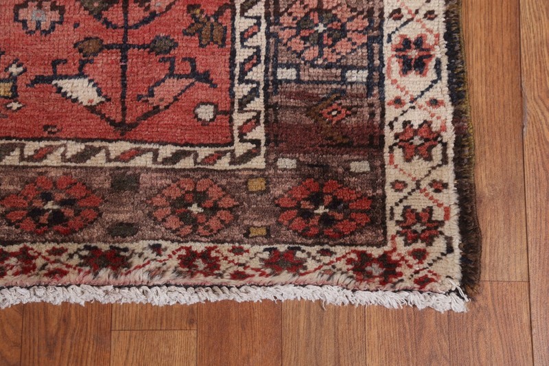 Red Geometric 14 ft Runner Rug 4x14 Wool Hand-made Long Hallway Vintage Carpet gallery
