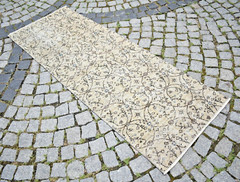 Turkish Rug 29” x 79” Vintage Muted Dye Rug Hand Knotted Rug Oushak Runner Rug