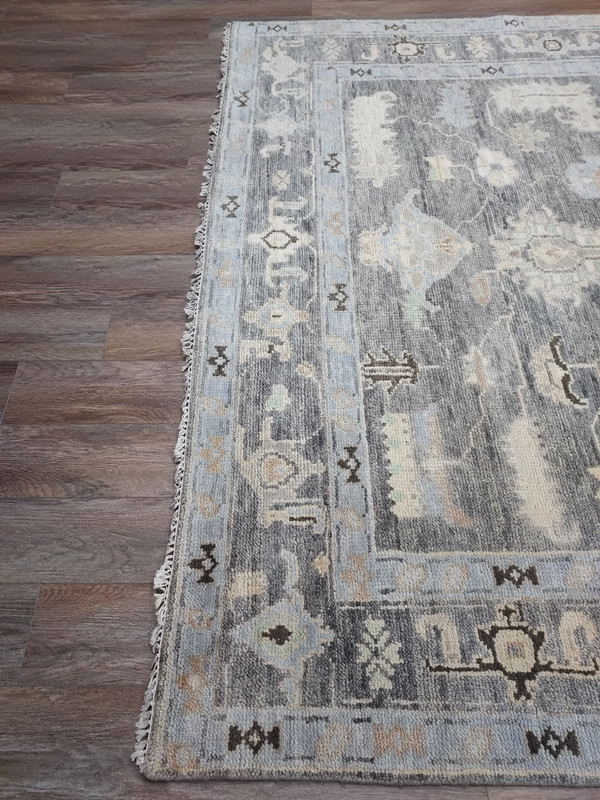 TURKISH OUSHAK RUG.MODERN MULTICOLORED AREA RUG 8x10 FT,HANDMADE BOHEMIAN RUG gallery