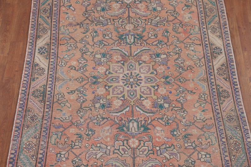 Vintage Wool Coral Rust Living Room Rug 5x13 Traditional Hand-knotted Carpet gallery
