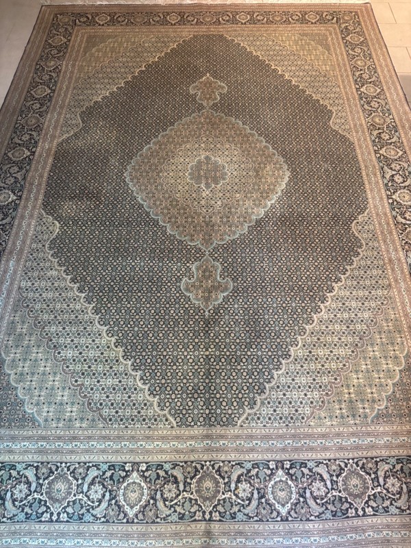 11X8. HANDMADE TAB.RIZ. RUG. CARPET . HAND MADE WOOL. AND SILK gallery