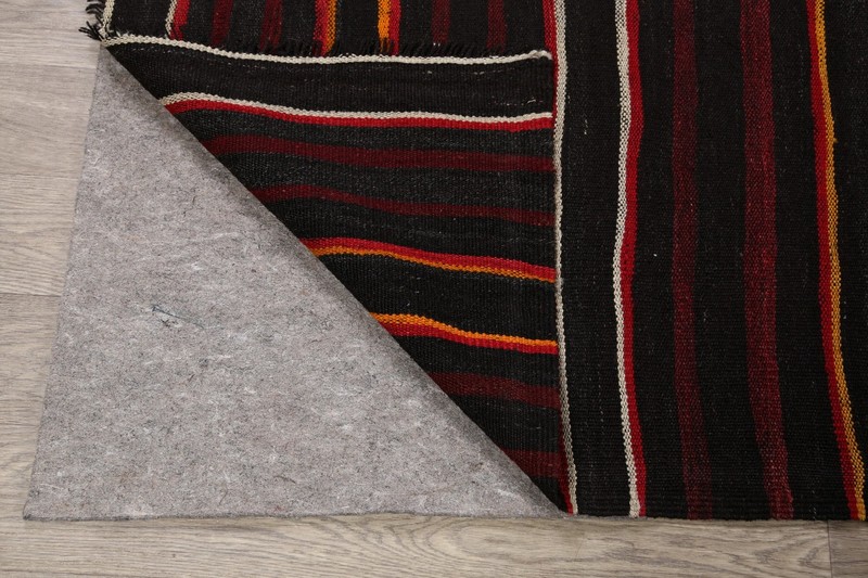 Stripe Kilim Turkish Area Rug 7x12 Vintage Hand-woven Wool Reversible Carpet gallery