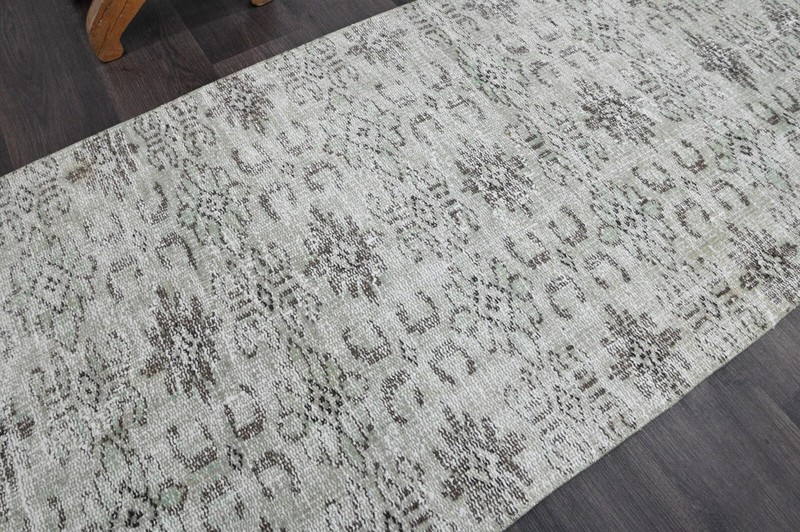 Vintage Turkish Runner Rug 2x6ft Wool Anatolian Handmade Hallway Oushak BEIGE gallery