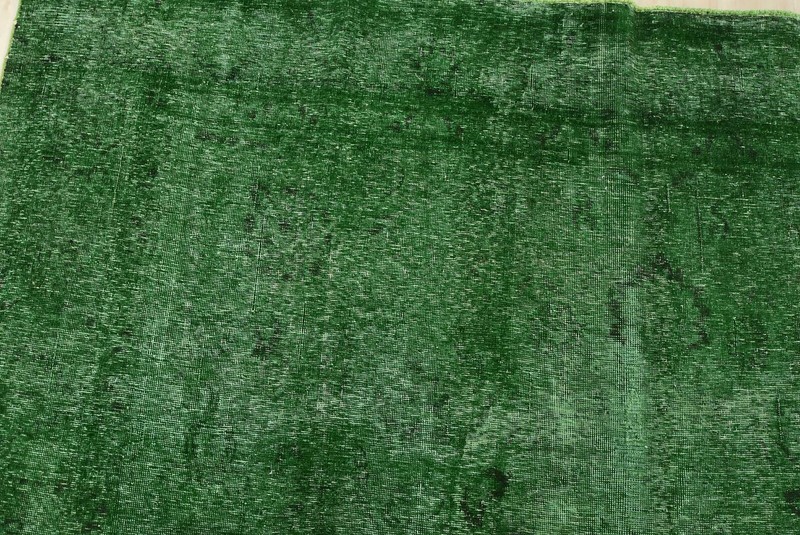 Vintage Overdyed 9’7” x 12’11” Green Distressed Wool Hand-Knotted Oriental Rug gallery