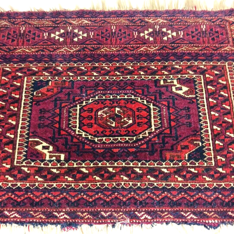 Antique Baluchi Turkish Tribal Tapestry Bag Face Bagface with Fringe 20x15 gallery
