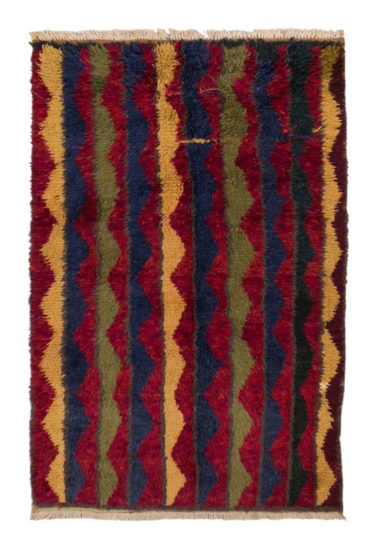 Handwoven Turkish Tulu Rug • 4x7 ft Vintage Konya Wool Flokati gallery