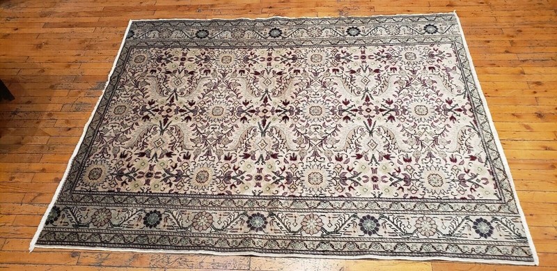 Exquisite Antique 1940-1050's Wool Pile Natural Color Bunyan Area Rug 4'8"×6' gallery