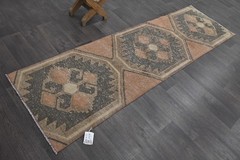 Vintage Turkish Runner Rug 2x8ft Wool Anatolian Handmade Hallway Oushak ORANGE