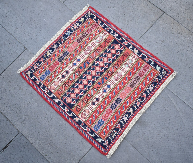 Soumak Rug 20'' x 21'' Fine Quality Soumak Woven Rug Small Wool Chair Rug gallery
