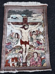 Exceptional Hand Knotted Silk on silk Pictorial Rug – museum Quality 80 x 120cm