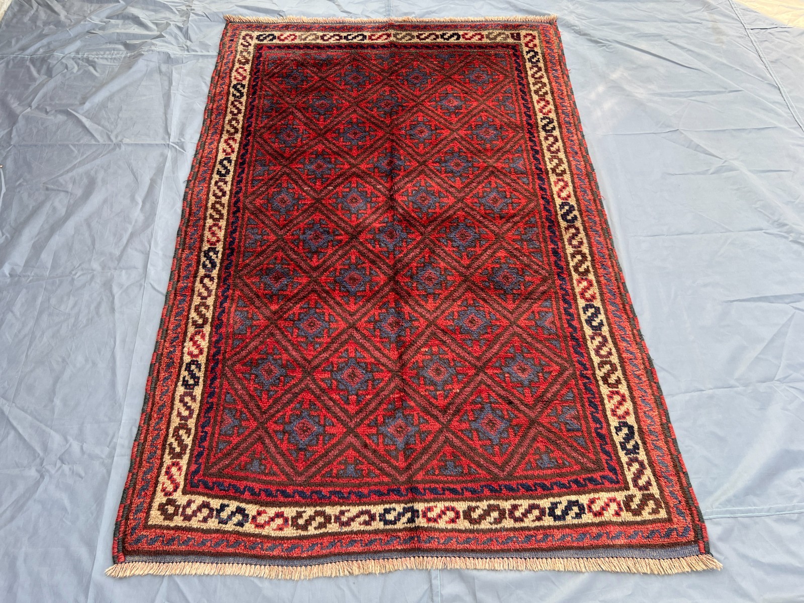 Vintage Afghan Rug 4'2 x 6'4 ft – Hand Knotted Wool Moroccan Style Area Carpet gallery