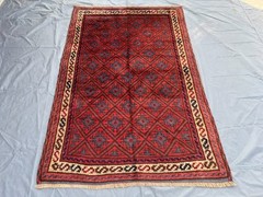 Vintage Afghan Rug 4’2 x 6’4 ft – Hand Knotted Wool Moroccan Style Area Carpet