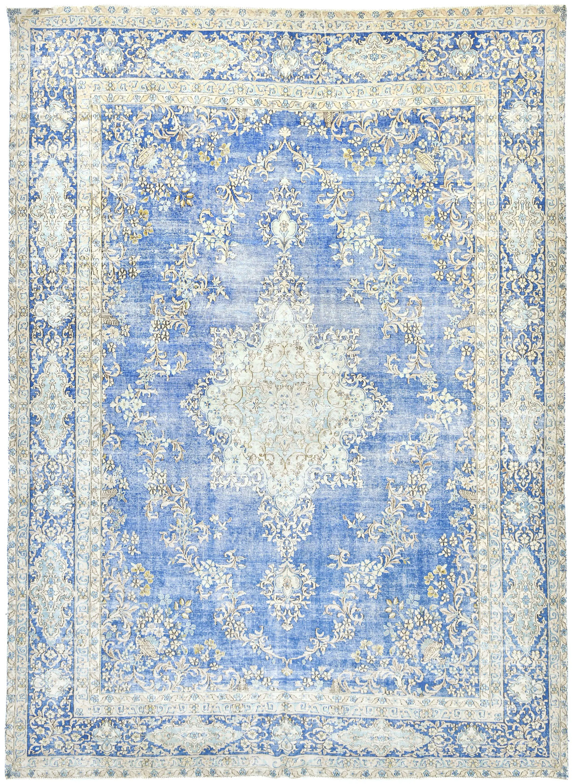 Antique Muted Floral Distressed Oriental Rug 10X14 ft Vintage Living Room Carpet gallery