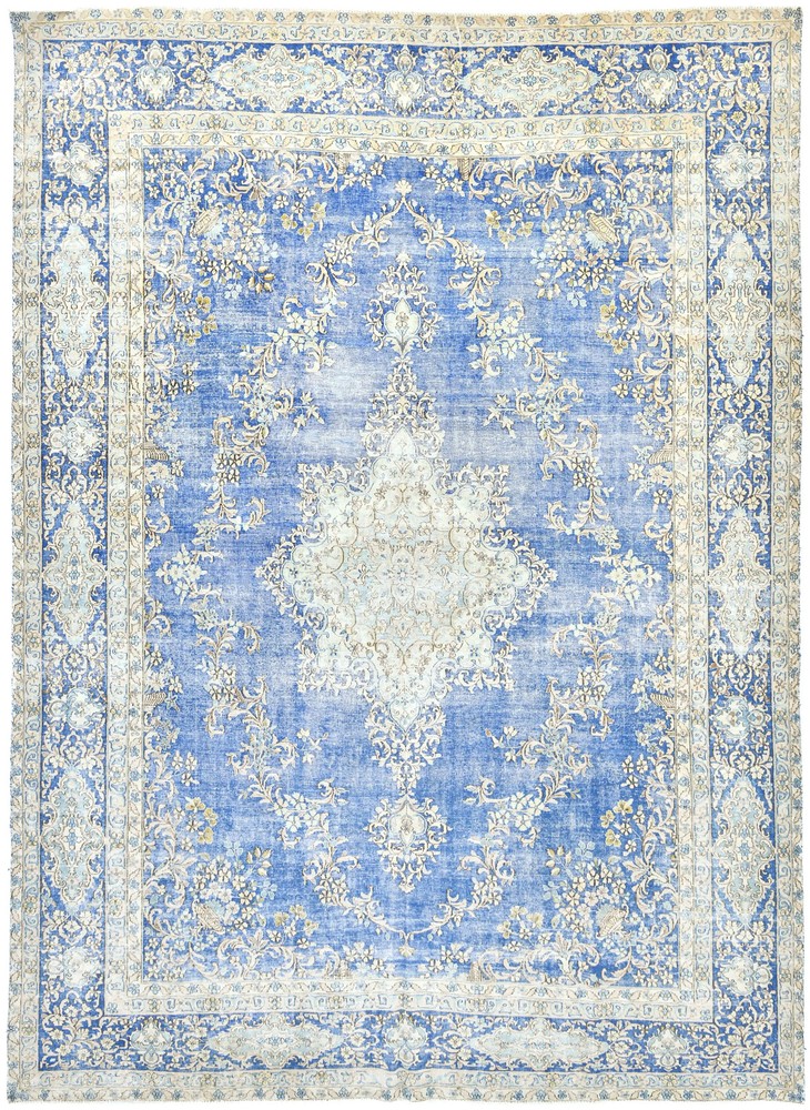 Antique Muted Floral Distressed Oriental Rug 10X14 ft Vintage Living Room Carpet