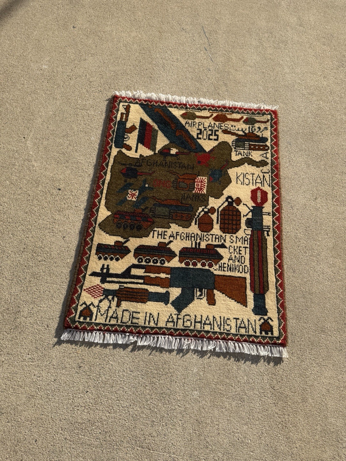 A Handmade Afghan war Rug Rare Baloch Rug Design Great Quality 80X 60 Cm gallery