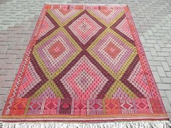 Vintage Turkish Kilim Area Rug Wool Rug Handmade Rug Large Floor Carpet 75″x106″