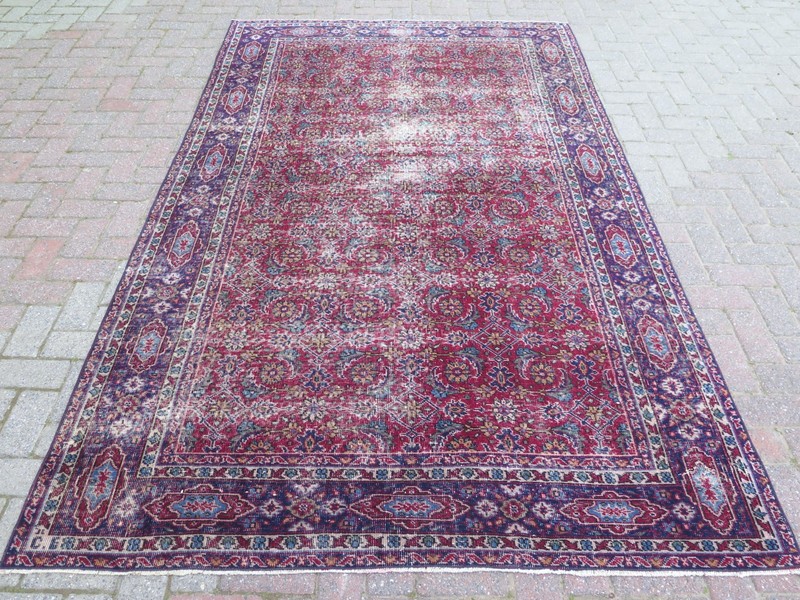 Vintage Anatolia Carpet, Burgundy Rug, Floor Carpet Handmade Large Rug 67"X110" gallery