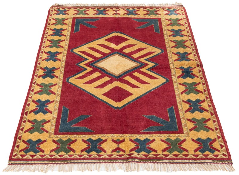 Vintage Geometric Area Rug 5'0" x 6'9" Traditional Hand-Knotted Wool Carpet gallery