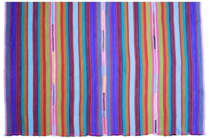 Vintage Turkish Rug Kilim Hand Woven Sofreh Rug For Living Room - 5′ 6″ x 8′ 6″ gallery
