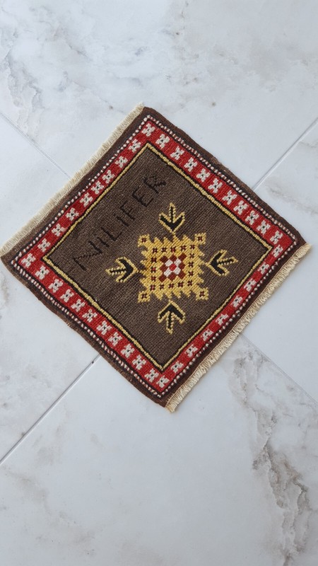 SQUARE Antique Rug Flowers Handmade Wool Rug Antiq Lotus Motif FREE SHİPPİNG .! gallery