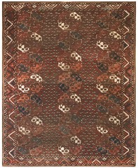 Antique Allover Geometric Wool Hand Knotted Pile Coral / Salmon Pink 1860s Rug