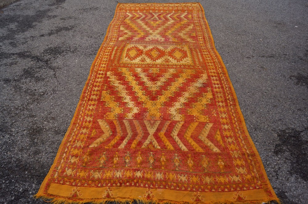3X11FT Antique Amazing handmade Moroccan Beautiful colorful Runner! circa 1920