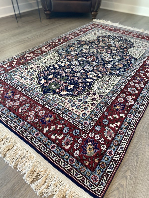 Authentic Turkish Hereke Rug Floral Prayer Design Hand Knotted Wool Carpet gallery