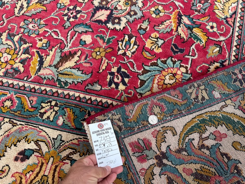 COLORFUL HANDMADE ANTIQUE RUG 10x13 fine old worn red green blue wool 9x12 10x14 gallery