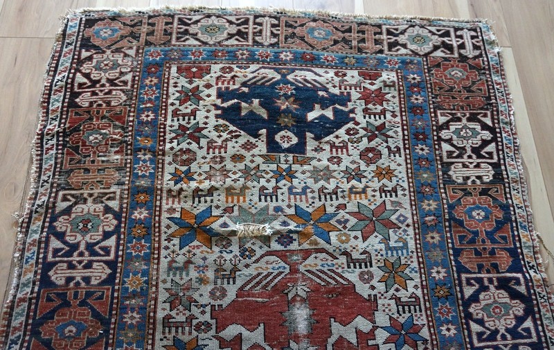 Antique Caucasian Shirvan Rug 4'x5'5" gallery