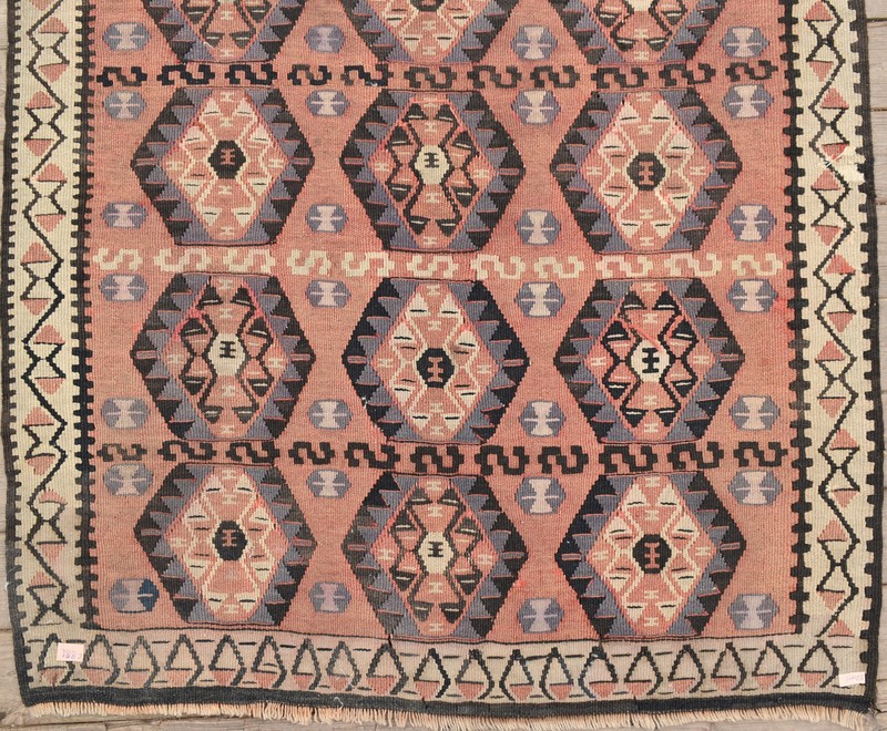 Turkish Rug 32''x99'' Handwoven Van Kilim 83x254cm Wool Vintage Tribal Area Rug gallery