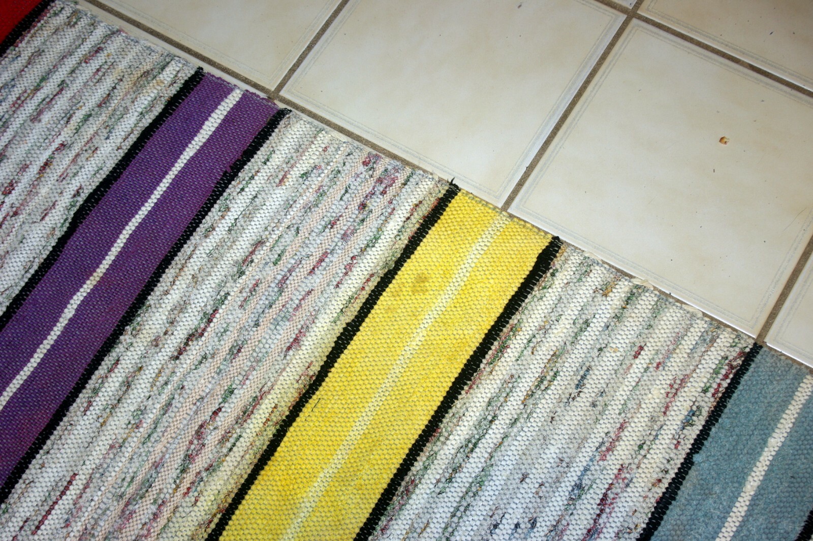 VINTAGE REVERSIBLE BRAIDED COTTON RAG RUG FARMHOUSE FABRIC gallery