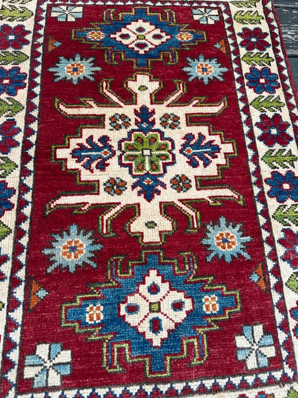 New Handmade Colorful Afghan Kazakh Small Accent Rug, 2'x3' gallery