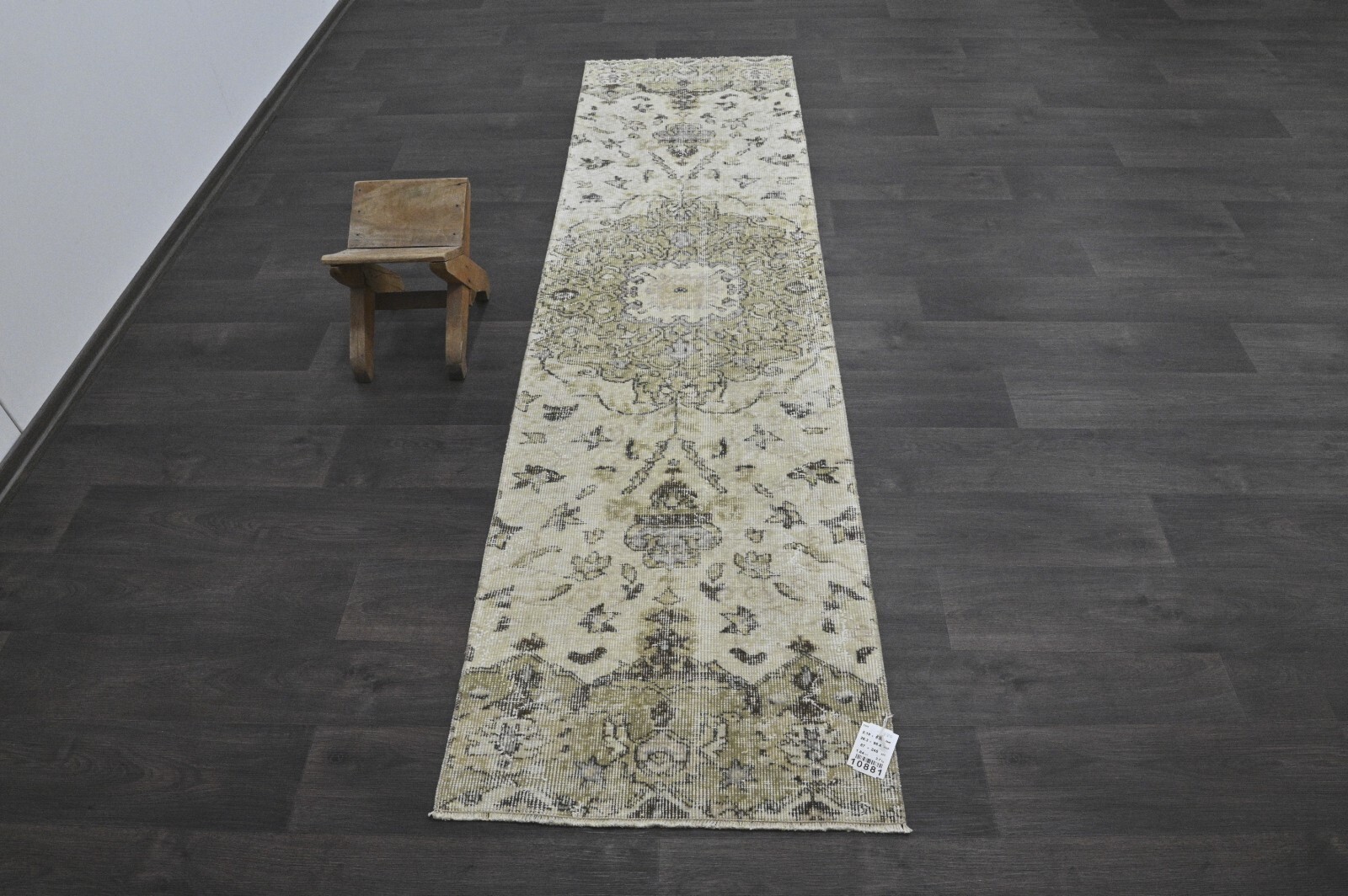 Vintage Turkish Runner Rug 2x8ft Wool Anatolian Handmade Hallway Oushak BEIGE gallery