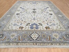 Light Gray, Denser Weave, Soft Wool,Floral Motifs Oushak Rug 14×18 ft