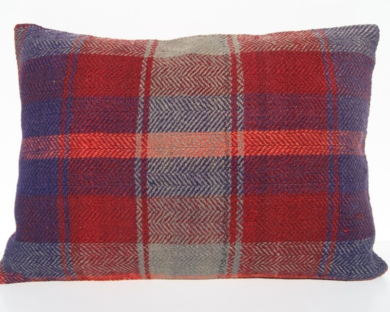 PURPLE KURDISH PILLOW COVERS RECTANGLE WOOL 30+ KILIM HANDWOVEN AREA RUG 20"X14" gallery