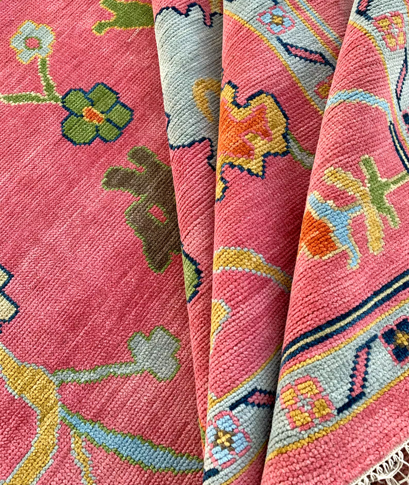 Vintage Pink Oushak Rugs Antique Handmade Turkish Home Decor Rugs For Livingroom