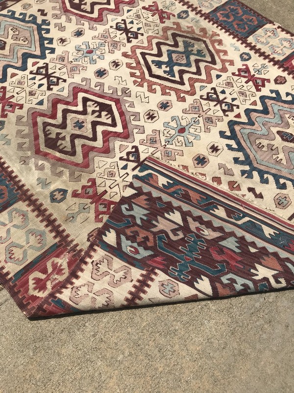 Antique Turkish Yuncu Kilim Handmade Wool Western Anatolia Rug - 6’ x 8’-4” gallery
