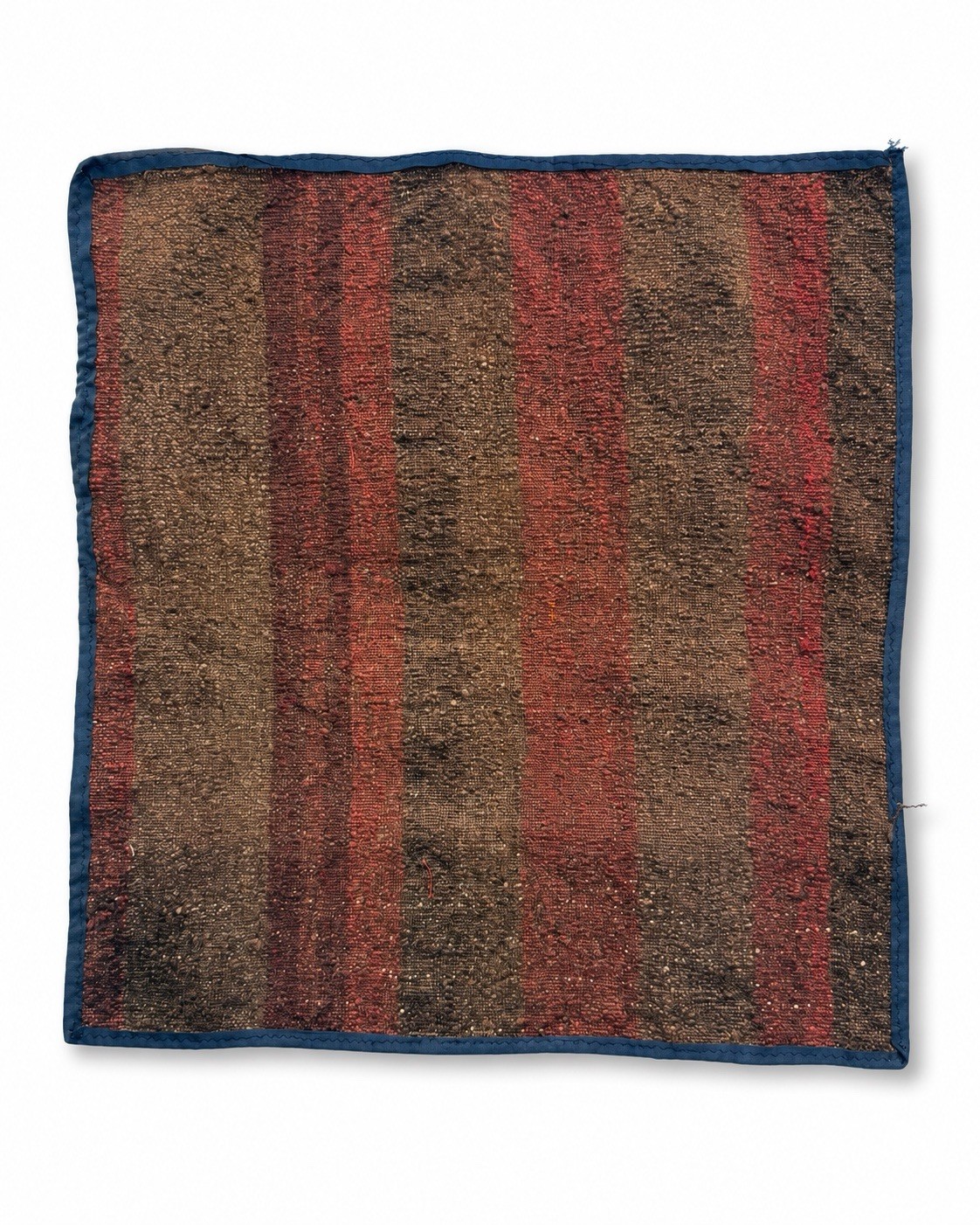 Vintage Afghan Wool Silk Kilim Rug Mat Handmade Tribal Striped Brown Red 20x21 gallery