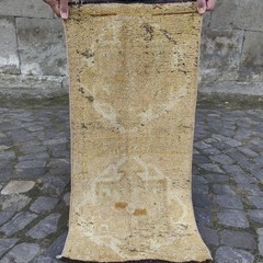 Turkish Vintage Small Rug Handmade Wool Bohemian Bath Mat Rug 1,38 x 2,79 ft
