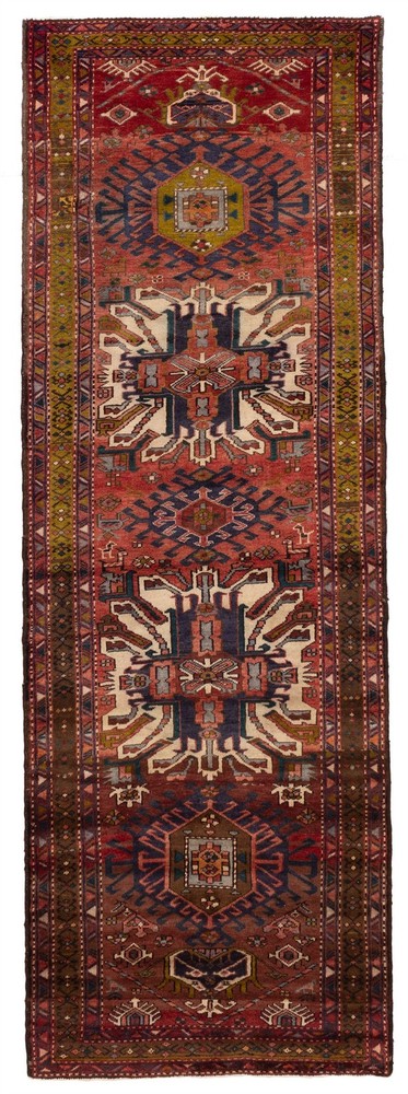 Vintage Hand-knotted Runner Rug 3'7" x 10'10" Traditional Oriental Wool Carpet