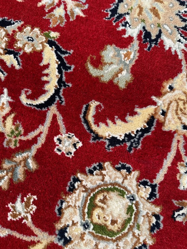 Fine New Floral Red & White Oriental Rug Handmade in India,Allover Design, 6'x9' gallery