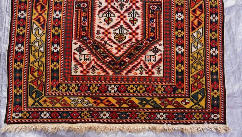 Antique Caucasian Shiravan Dated Hand Knotted Wool Rug Prayer Design 2'4" x 3'7" gallery