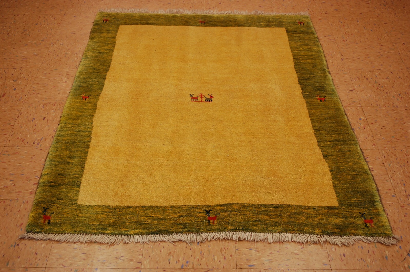 OLD,ANTIQUE CAUCASIAN UNUSUAL ANIMAL DESIGN KAZAK,SHIRVAN STYLE RUG 4'1" X 5'6" gallery