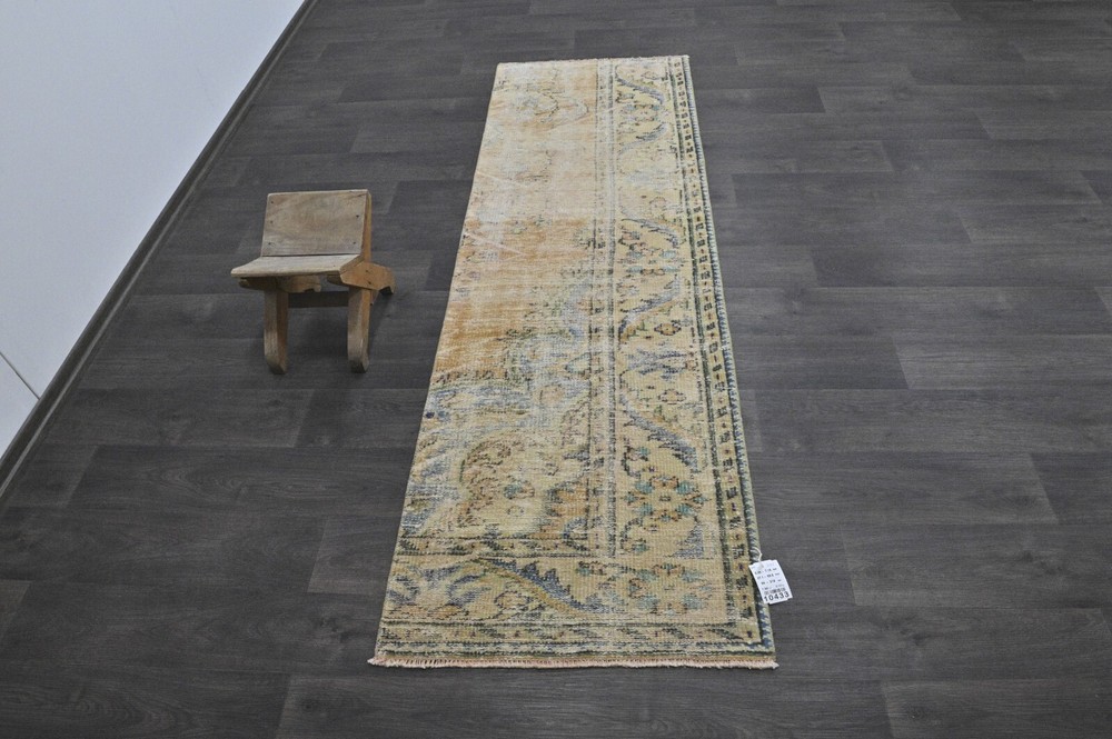 Vintage Turkish Runner Rug 2x7ft Wool Anatolian Handmade Hallway Oushak ORANGE