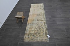 Vintage Turkish Runner Rug 2x7ft Wool Anatolian Handmade Hallway Oushak ORANGE